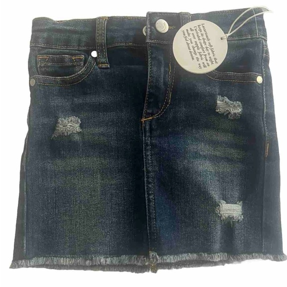 JOES Jeans Kids size 5 blue denim mid rise‎ distressed mini skirt NWT - Picture 1 of 2